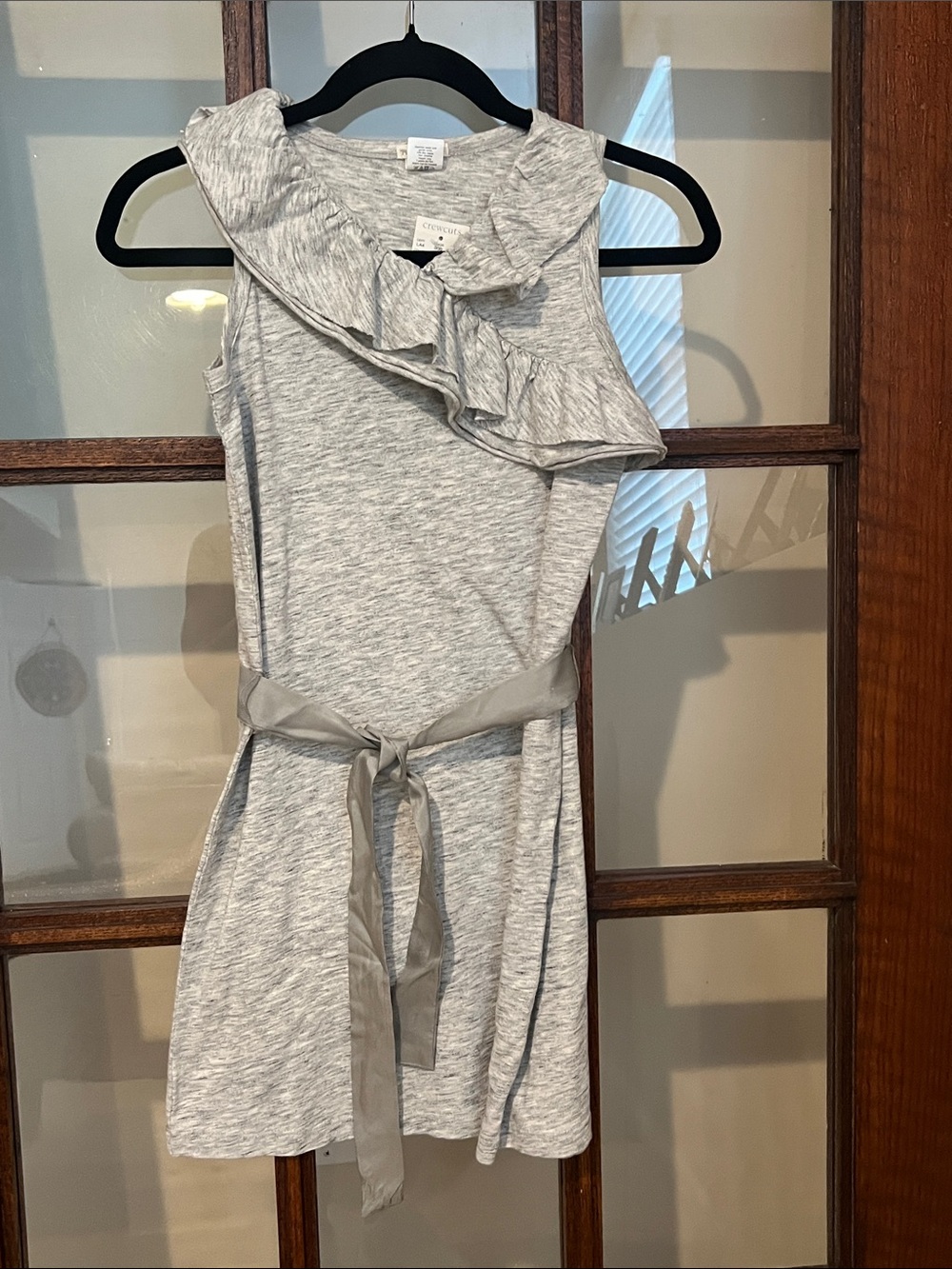 Crewcuts Heather Gray Knit Dress with Ruffle Shoulder